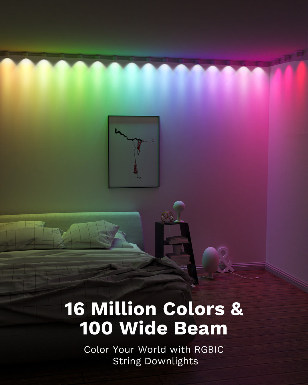 Lytmi Indoor Wall Light, RGBIC Smart Wall Sconces with WiFi, Works with Alexa, Multiple Dynamic Scenes Music Sync Indoor Light, Color Changing Wall