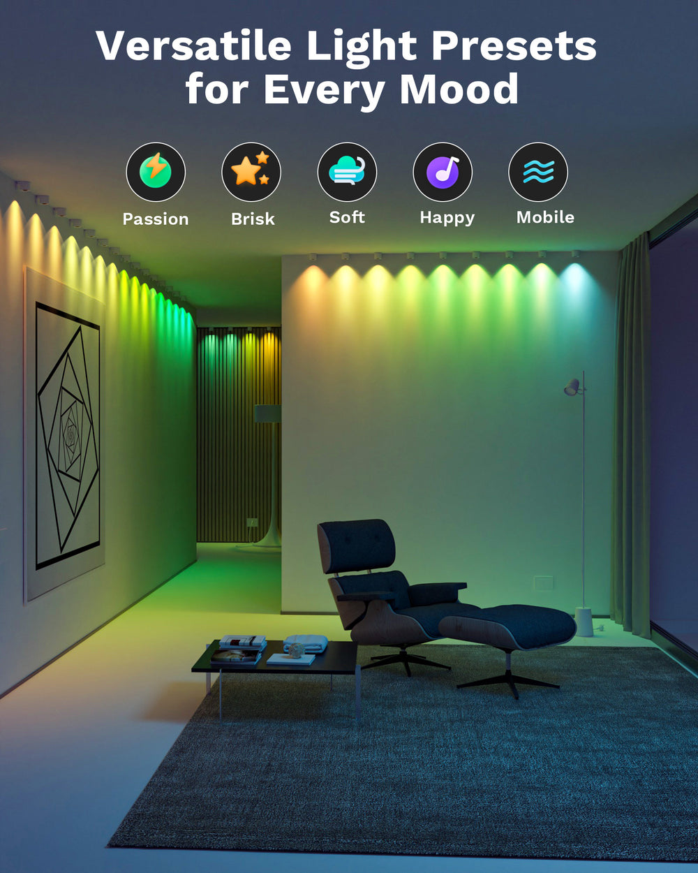 Lytmi Indoor Wall Light, RGBIC Smart Wall Sconces with WiFi, Works with Alexa, Multiple Dynamic Scenes Music Sync Indoor Light, Color Changing Wall LED Light Home Decor for Party, Bedroom, 118-inch