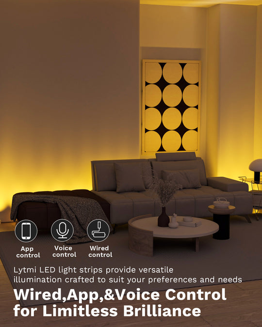 Lytmi Indoor Wall Light, RGBIC Smart Wall Sconces with WiFi, Works with Alexa, Multiple Dynamic Scenes Music Sync Indoor Light, Color Changing Wall LED Light Home Decor for Party, Bedroom, 118-inch