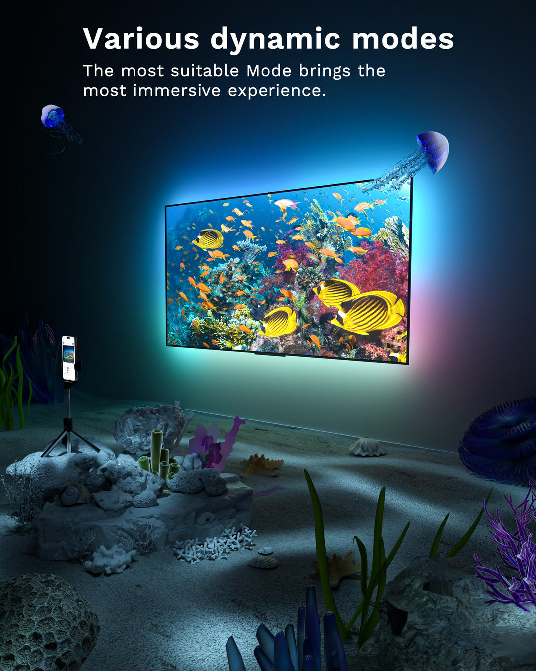 Lytmi LED Lights for TV LED Backlight, 13ft RGBIC TV Backlight for 25-55 inch TV, TV LED Light Sync with Music, Bluetooth APP Control, Multiple Scene Modes, TV Lights Behind That Change with TV